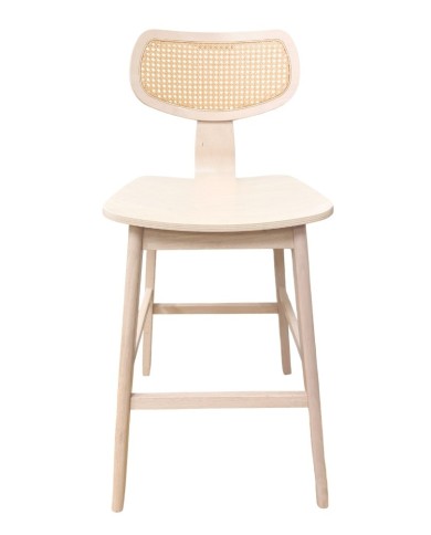 Taburete CORBEL, madera de hevea, rejilla, acabado natural
