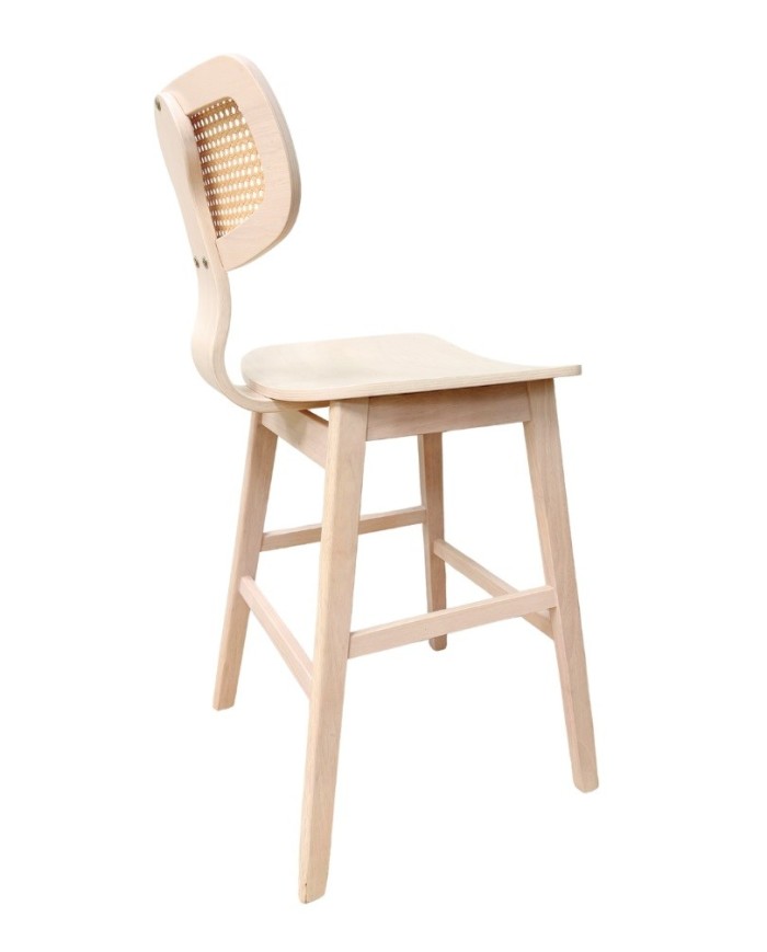 Taburete CORBEL, madera de hevea, rejilla, acabado natural