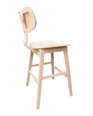 Taburete CORBEL, madera de hevea, rejilla, acabado natural