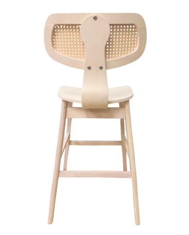 Taburete CORBEL, madera de hevea, rejilla, acabado natural