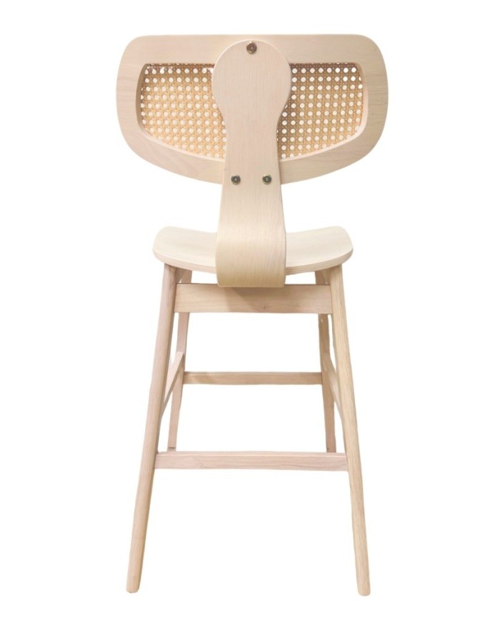 Taburete CORBEL, madera de hevea, rejilla, acabado natural