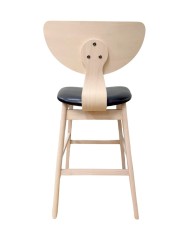 Taburete DUBLIN, madera de hevea, natural, similpiel negra