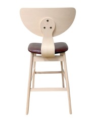 Taburete DUBLIN, madera de hevea, natural, similpiel marrón