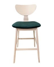 Taburete DUBLIN, madera de hevea, natural, velvet verde oscuro