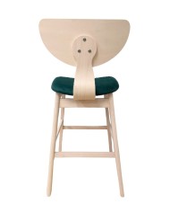 Taburete DUBLIN, madera de hevea, natural, velvet verde oscuro