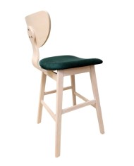 Taburete DUBLIN, madera de hevea, natural, velvet verde oscuro