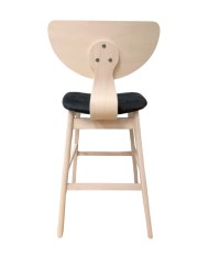 Taburete DUBLIN, madera de hevea, natural, velvet gris oscuro