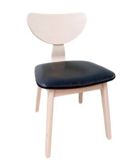 Silla DUBLIN, contrachapado de madera de hevea, natural, similpiel negra