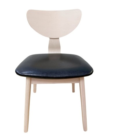 Silla DUBLIN, contrachapado de madera de hevea, natural, similpiel negra