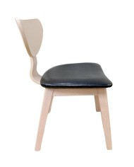 Silla DUBLIN, contrachapado de madera de hevea, natural, similpiel negra