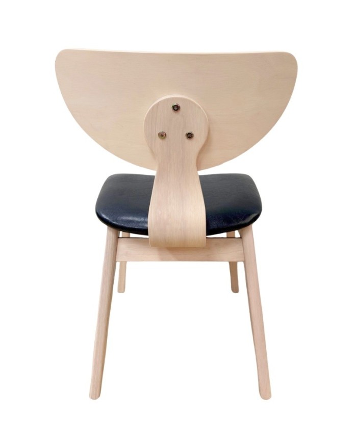 Silla DUBLIN, contrachapado de madera de hevea, natural, similpiel negra