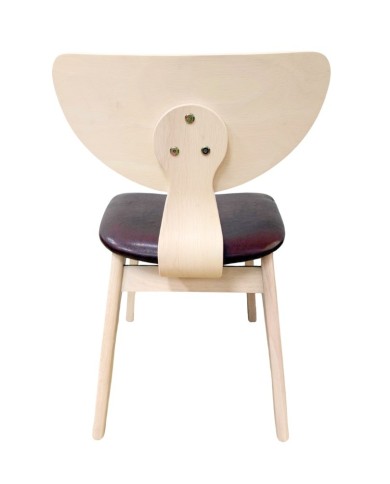 Silla DUBLIN, contrachapado de madera de hevea, natural, similpiel marrón