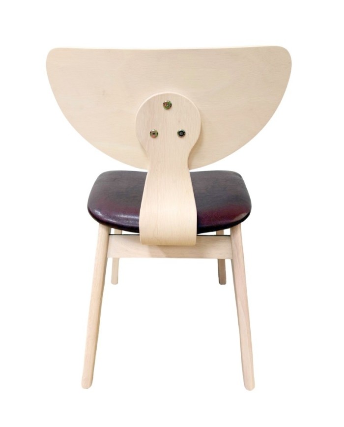 Silla DUBLIN, contrachapado de madera de hevea, natural, similpiel marrón