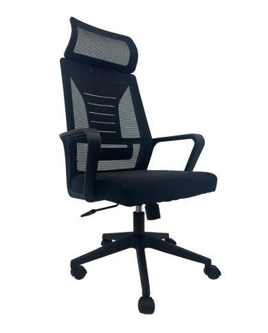 Sillón de oficina UTRECH, alto, negro, malla y tejido negro