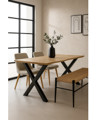 Mesa LERMA 160, metal, negro, tapa DM bilaminado 160 x 90 cms