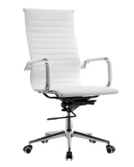 Sillón de oficina OLIVER, alto, regulación de altura, basculante profundo, similpiel blanca