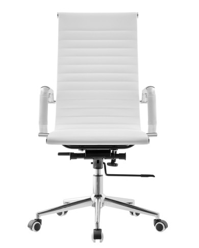 Sillón de oficina OLIVER, alto, regulación de altura, basculante profundo, similpiel blanca