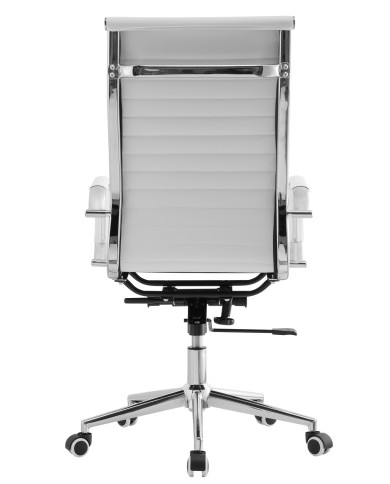 Sillón de oficina OLIVER, alto, regulación de altura, basculante profundo, similpiel blanca