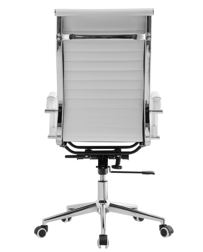 Sillón de oficina OLIVER, alto, regulación de altura, basculante profundo, similpiel blanca