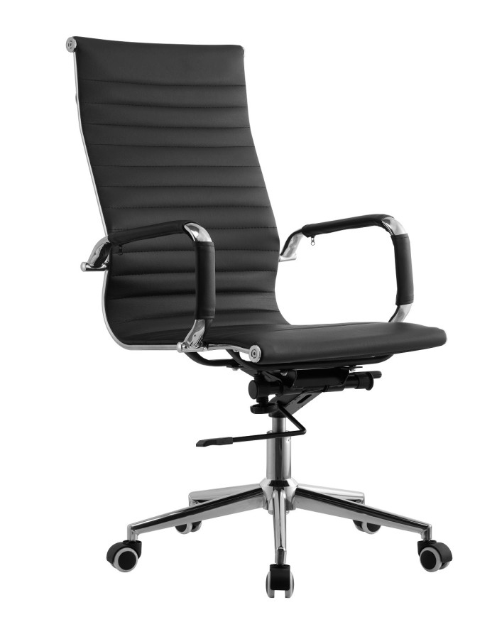 Sillón de oficina OLIVER, alto, regulación de altura, basculante profundo, similpiel negra