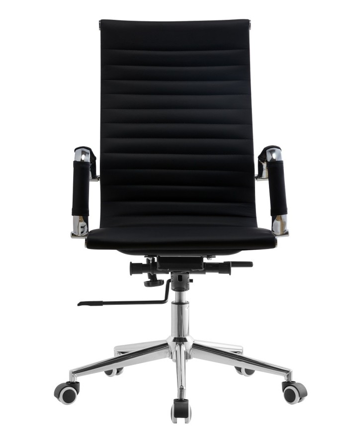 Sillón de oficina OLIVER, alto, regulación de altura, basculante profundo, similpiel negra