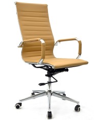 Sillón de oficina OLIVER, alto, regulación de altura, basculante profundo, similpiel marrón claro