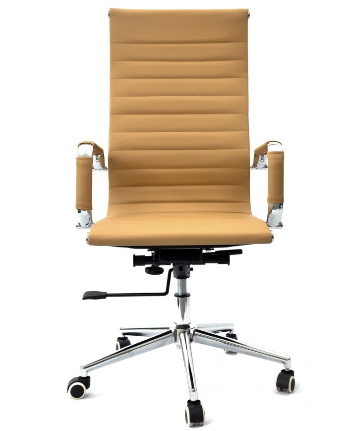 Sillón de oficina OLIVER, alto, regulación de altura, basculante profundo, similpiel marrón claro