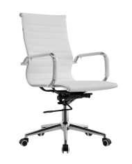 Sillón de oficina OLIVER, giratorio, regulación de altura, basculante profundo, similpiel blanca