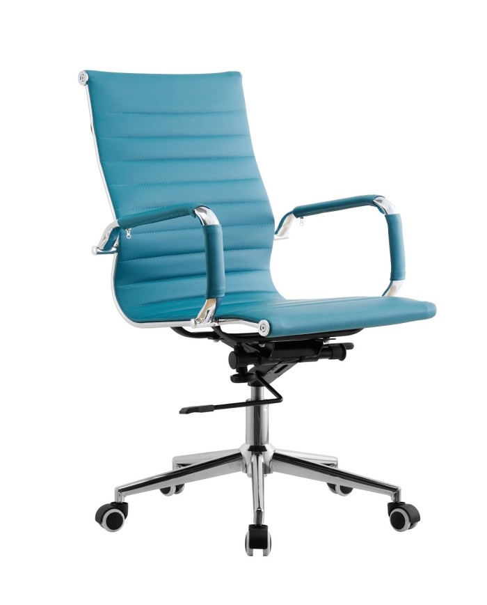 Sillón de oficina OLIVER, giratorio, regulación de altura, basculante profundo, similpiel turquesa