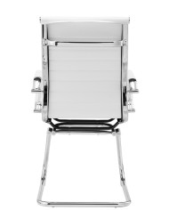 Sillón de oficina OLIVER, fijo de patín, cromado, similpiel blanca