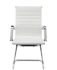 Sillón de oficina OLIVER, fijo de patín, cromado, similpiel blanca