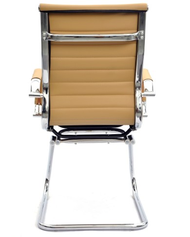 Sillón de oficina OLIVER, fijo de patín, cromado, similpiel marrón claro