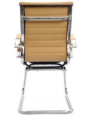 Sillón de oficina OLIVER, fijo de patín, cromado, similpiel marrón claro