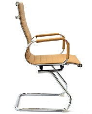 Sillón de oficina OLIVER, fijo de patín, cromado, similpiel marrón claro