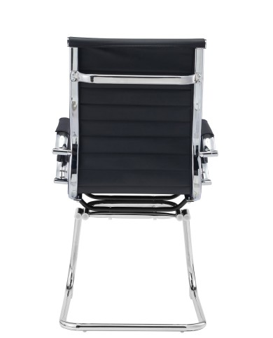 Sillón de oficina OLIVER, fijo de patín, cromado, similpiel negra