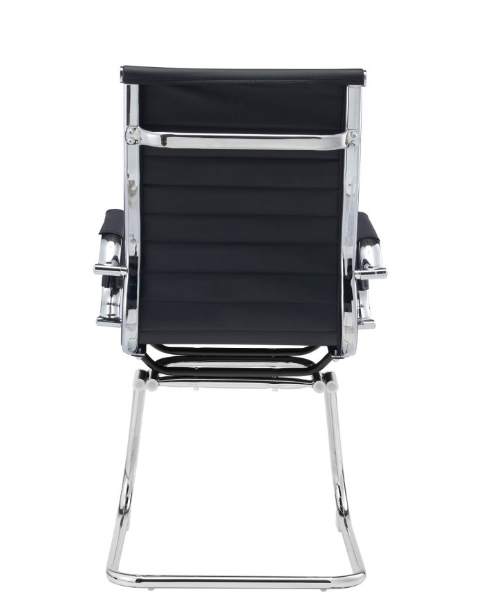 Sillón de oficina OLIVER, fijo de patín, cromado, similpiel negra