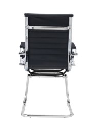 Sillón de oficina OLIVER, fijo de patín, cromado, similpiel negra