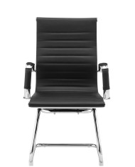 Sillón de oficina OLIVER, fijo de patín, cromado, similpiel negra