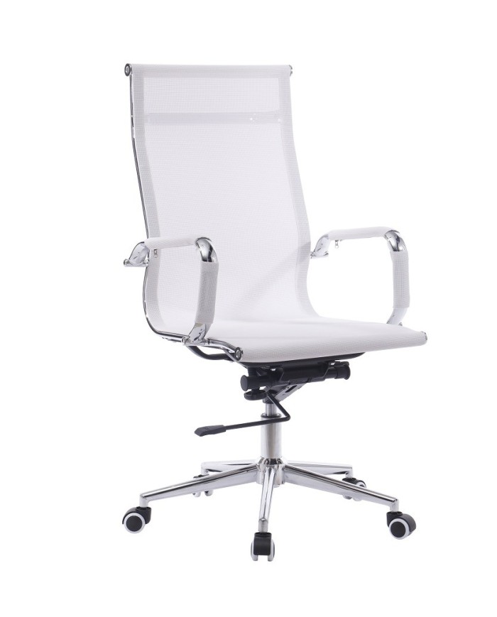 Sillón de oficina IGOR, alto, regulación de altura, basculante profundo, malla blanca