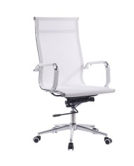 Sillón de oficina IGOR, alto, regulación de altura, basculante profundo, malla blanca