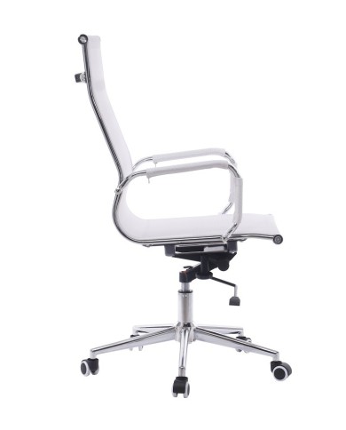 Sillón de oficina IGOR, alto, regulación de altura, basculante profundo, malla blanca