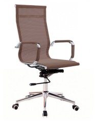 Sillón de oficina IGOR, alto, regulación de altura, basculante profundo, malla marrón