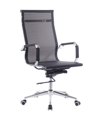 Sillón de oficina IGOR, alto, regulación de altura, basculante profundo, malla negra