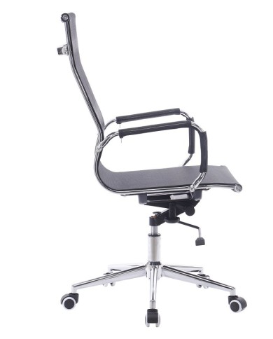 Sillón de oficina IGOR, alto, regulación de altura, basculante profundo, malla negra