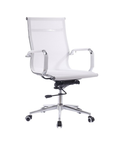 Sillón de oficina IGOR, giratorio, regulación de altura, basculante profundo, malla blanca