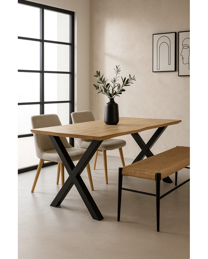 Mesa LERMA 180, metal, negro, tapa DM bilaminado 180 x 90 cms