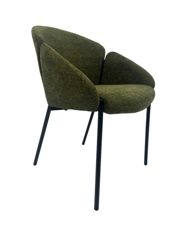 Sillón GIORGIO, metal, tapizado chenilla verde bosque