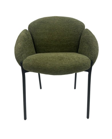 Sillón GIORGIO, metal, tapizado chenilla verde bosque