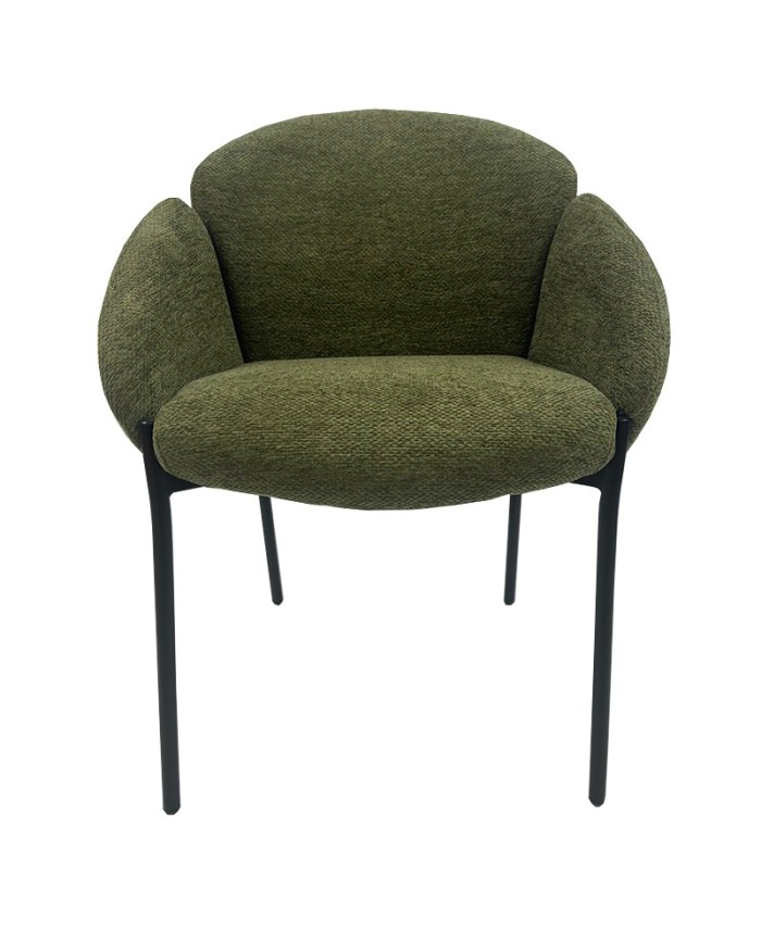 Sillón GIORGIO, metal, tapizado chenilla verde bosque