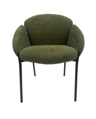 Sillón GIORGIO, metal, tapizado chenilla verde bosque